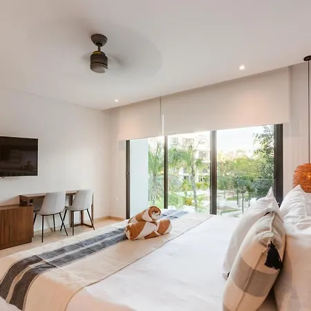 Your Place In Town With Pool, Coworking And Gym Located At Park Lagunas Apartment Tulum
