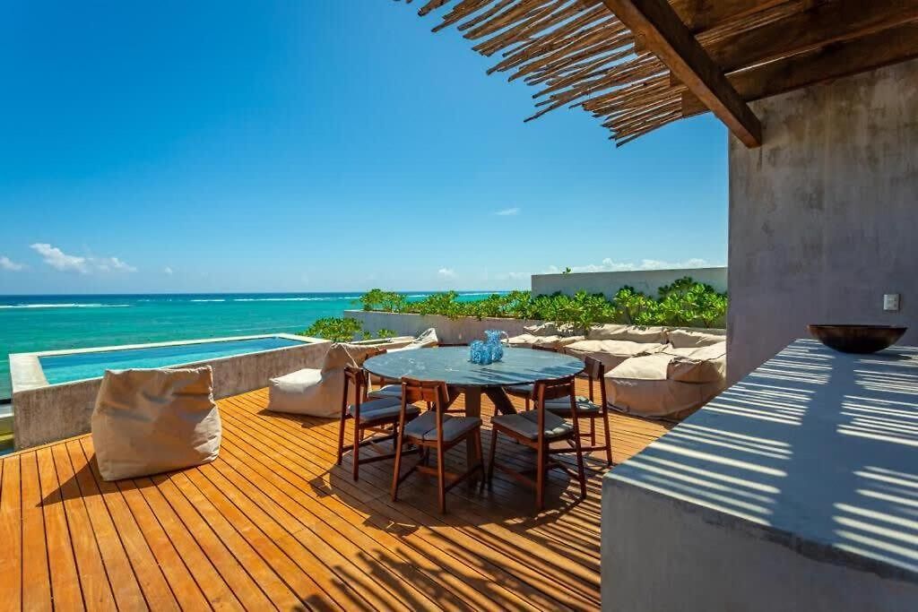 Beachfront 3br Escape With Rooftop Sea Tankah Bay * Tulum
