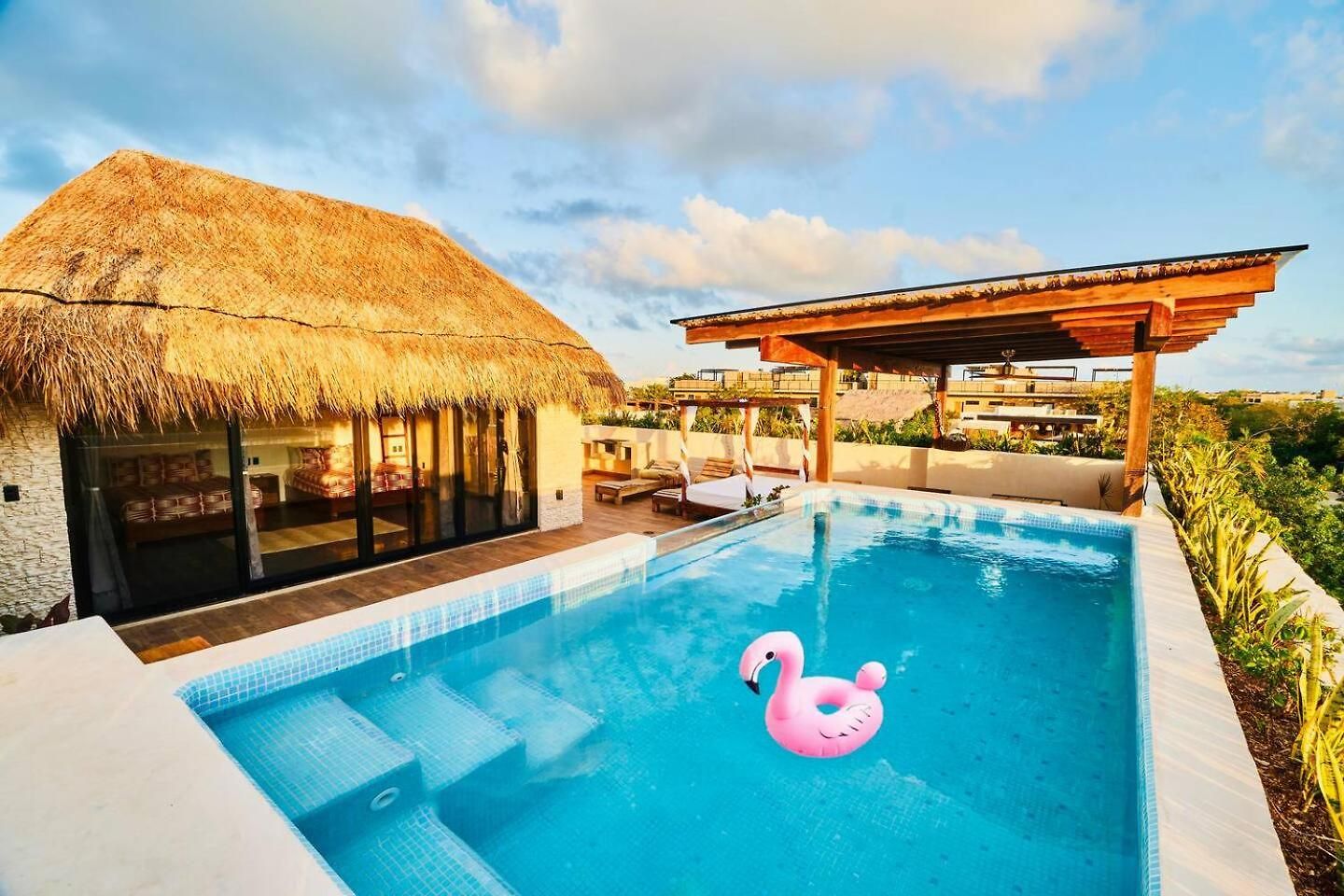 Villa 4 Bedroom Deluxe Penthouse With Private Roof Garden With Pool In Aldea Zama Tikal 17 Tulum