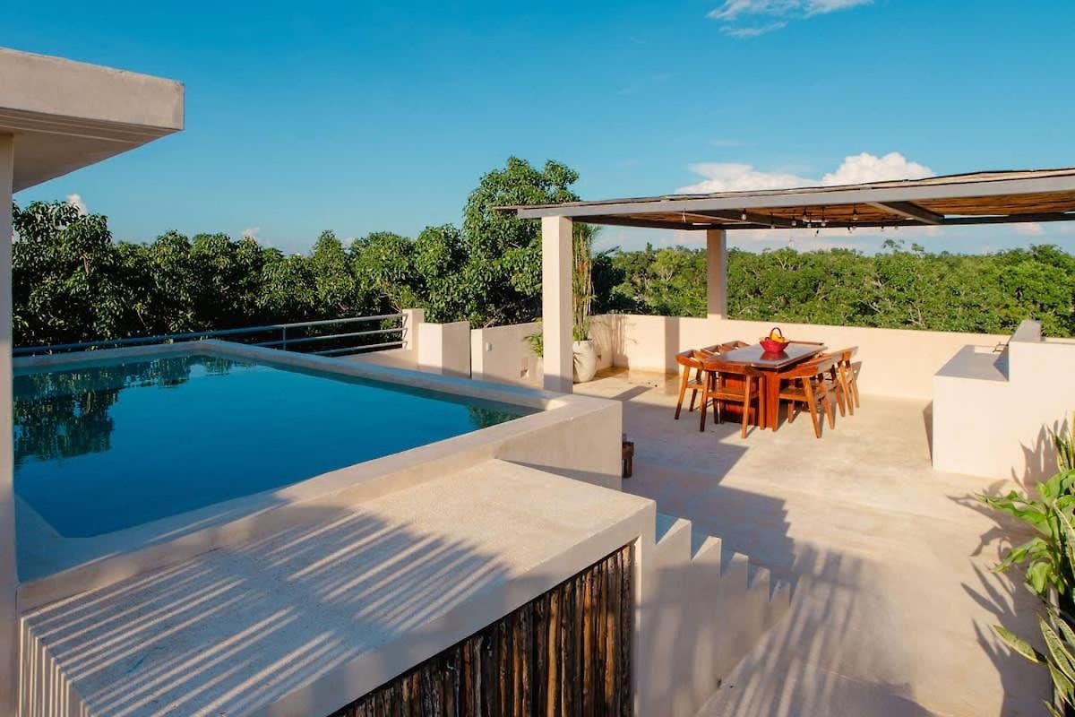 Elegant 3br Penthouse Haven With Private Rooftop Pool & Jungle Views * Tulum