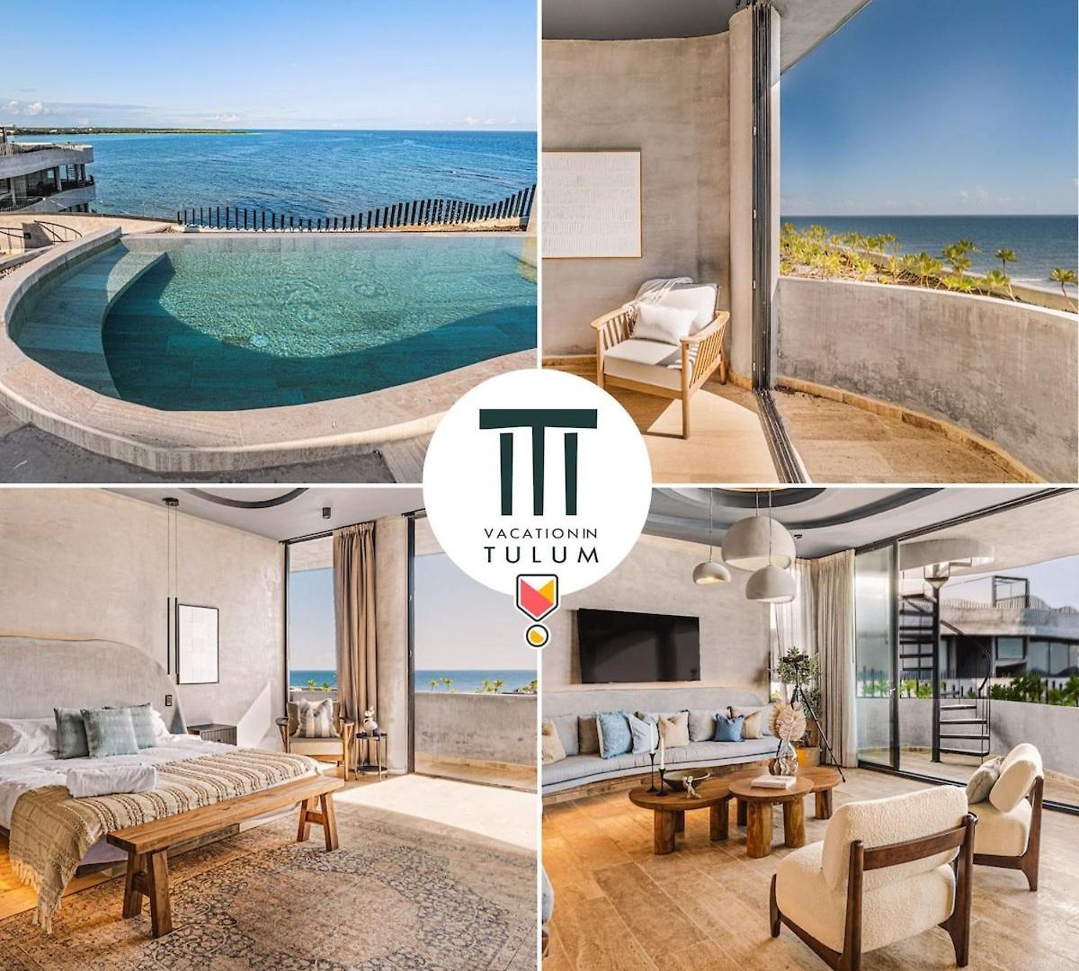 Beachfront 3br Penthouse W Private Pool Hot Tub & Gym * Tulum