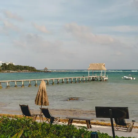Beachfront 3br With Private Rooftop And Lounge Pool, Tankah Bay Apartment Tulum