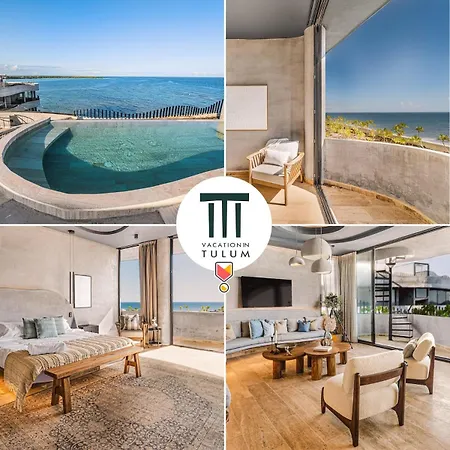 Beachfront 3br Penthouse W Private Pool Hot Tub & Gym * Tulum